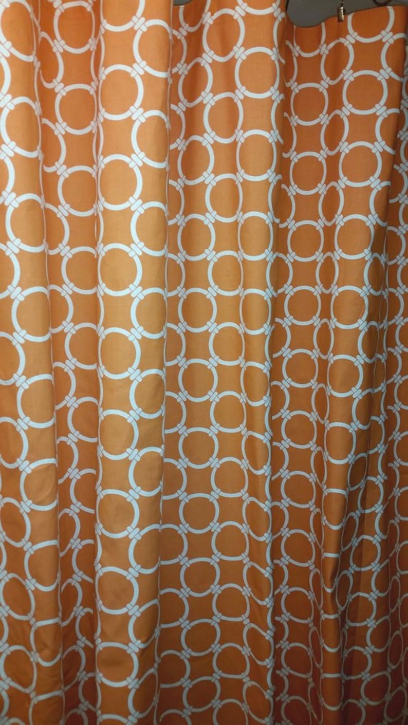 Orange and White Shower Curtain Cotton Print 72 X 72 Etsy
