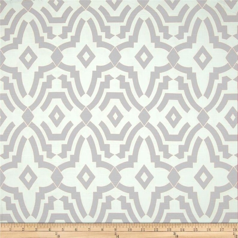 two 50W x 84L panels Chevelle ecru taupe and white cotton slub Pair trellis