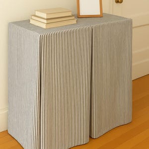Ticking stripe table-skirt custom made all sizes rectangular pleated table skirt, skirted table, console table cover