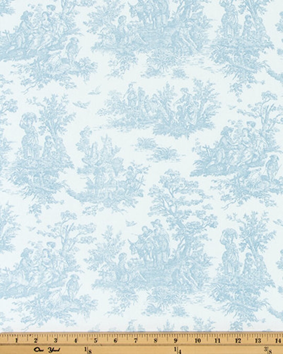 Light Blue and White Toile Shower Curtain, Cotton Print, 72, 84, 90, 96