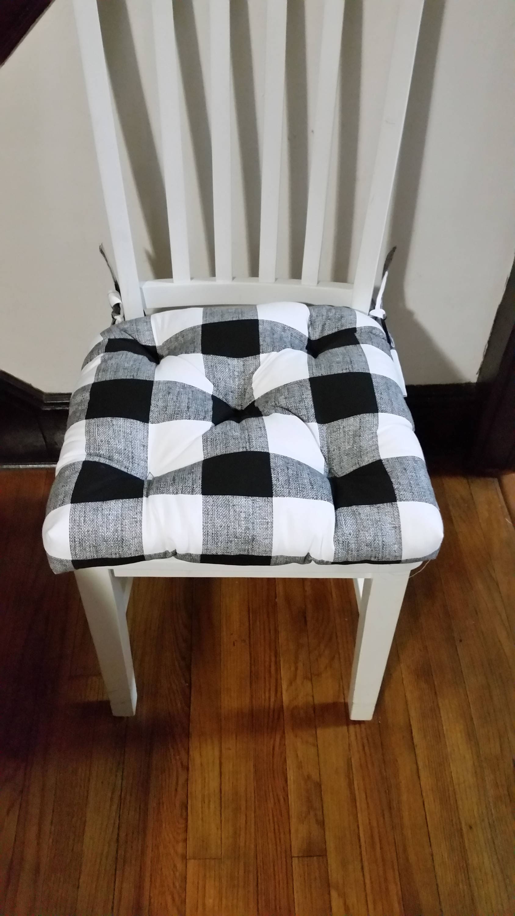 Buffalo Check Black & White Dining Chair Pad - Latex Foam Fill  Dining  room chair cushions, Dining chair pads, White dining chairs