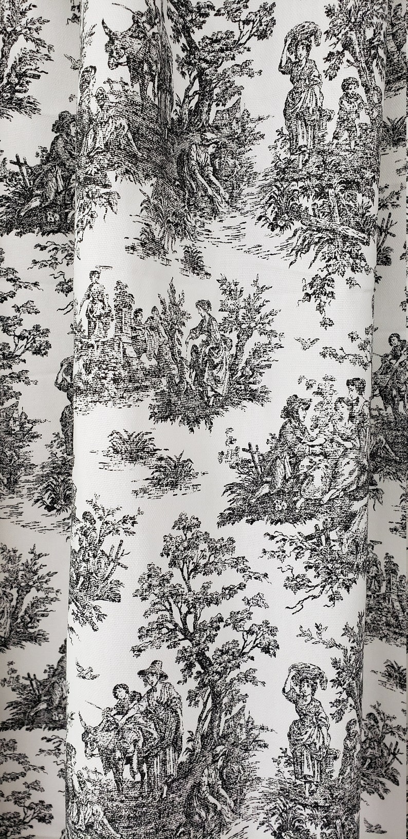 toile drapes, Black and white toile curtain panels