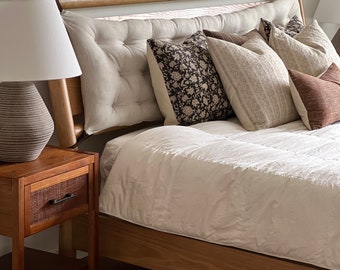 Tufted LINEN headboard cushion TWIN size 39&quot; x 18&quot;