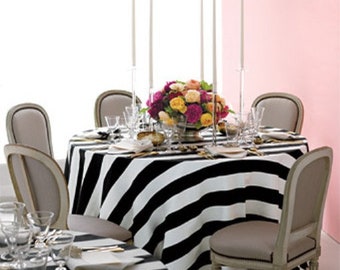 Stripe tablecloth, Round black and white stripe, navy blue, grey stripe  tablecloth,  wedding decoration, wedding