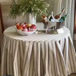 100% LINEN Knife pleat tableskirt  Round table-skirt, pleated tailored table-skirt  table linens, skirted table