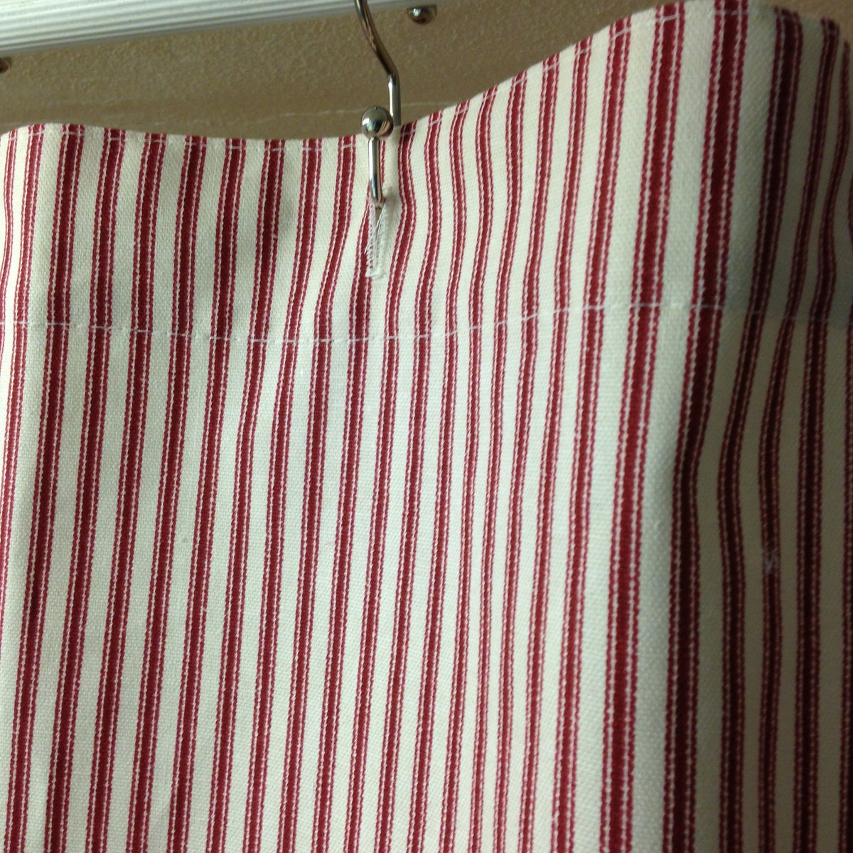 Red on Natural Ticking Stripe Shower Curtain - Etsy