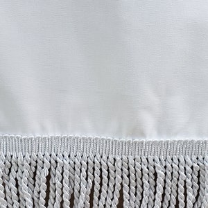 Rectangular LINEN tableskirt with bullion fringe pleated table skirt white linen