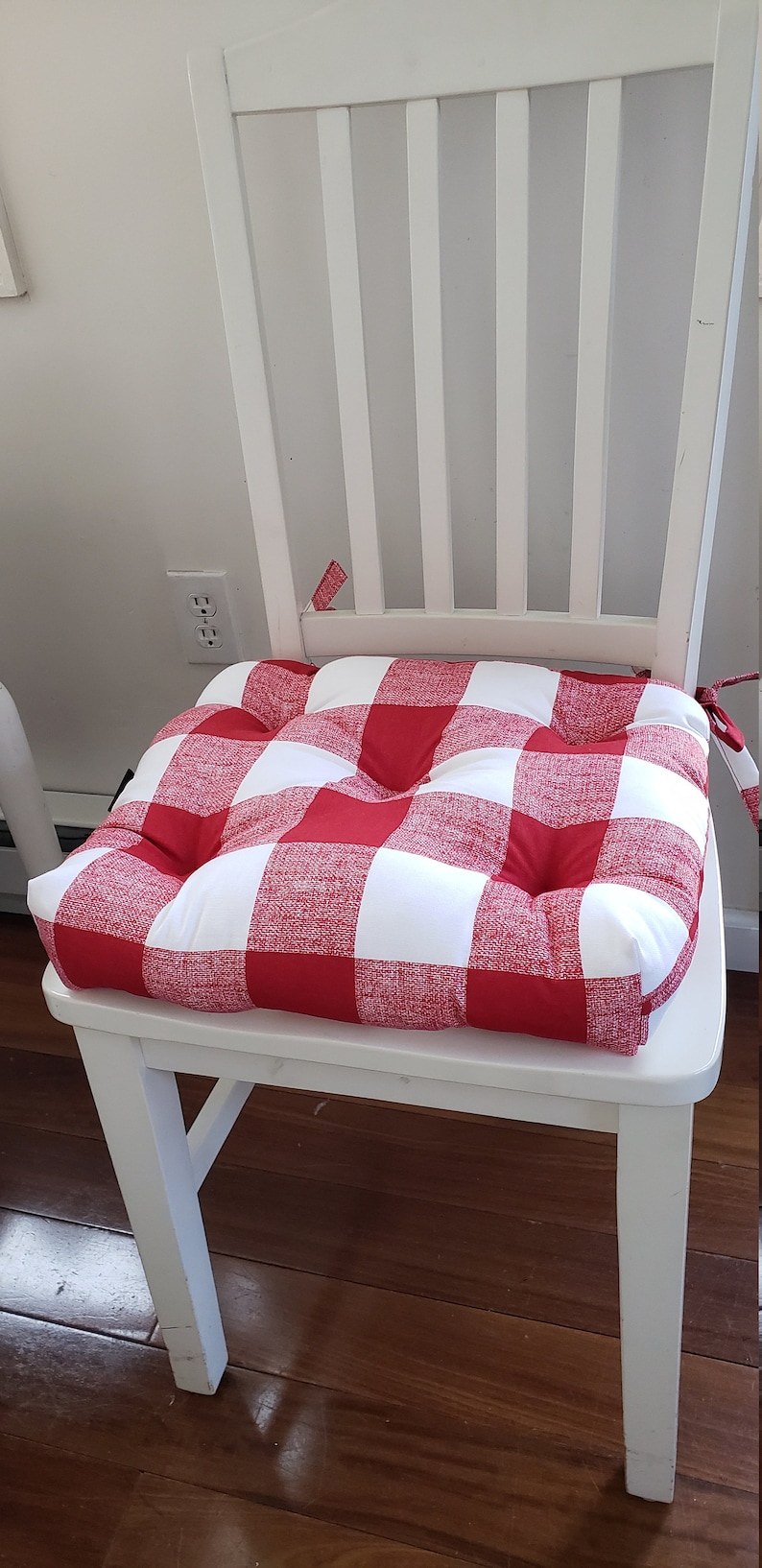 Set of 2 Black White Tufted Chair Pads Buffalo Check Plaid Etsy