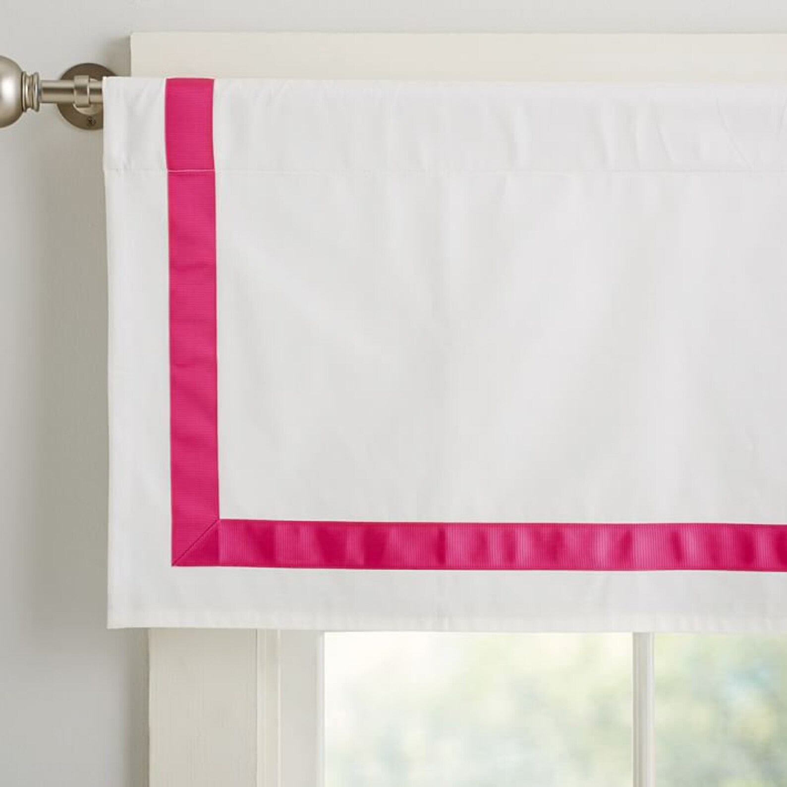 White Linen Valance With Grosgrain Trim Rectangular Basic Etsy