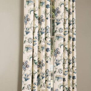 P Kaufmann Brissac sapphire, rod pocket drapes, Pair ( 2 panels) designer curtains, drapes