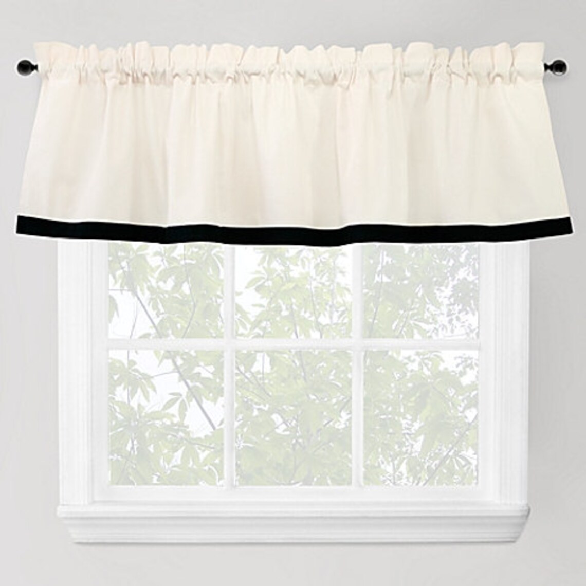 White Cotton Valance With Grosgrain Trim Minimalististic Etsy