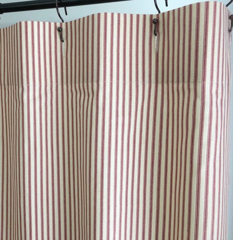 Red Ticking Stripe Shower Curtain Ticking Cotton Stripe Etsy