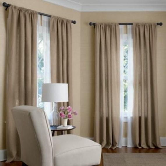 Pair Linen Curtain Panels Oatmeal Linen Drapes Rod Pocket Etsy
