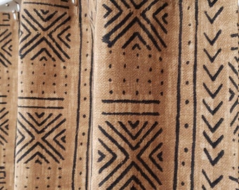 African Mud Cloth print shower curtain Mudcloth  beige and black