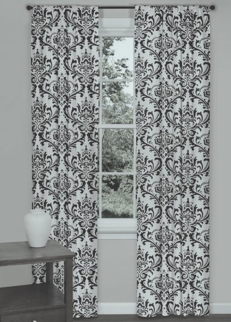 Two 50 Wide Custom Made Curtain Panels Drapes Black And Etsy