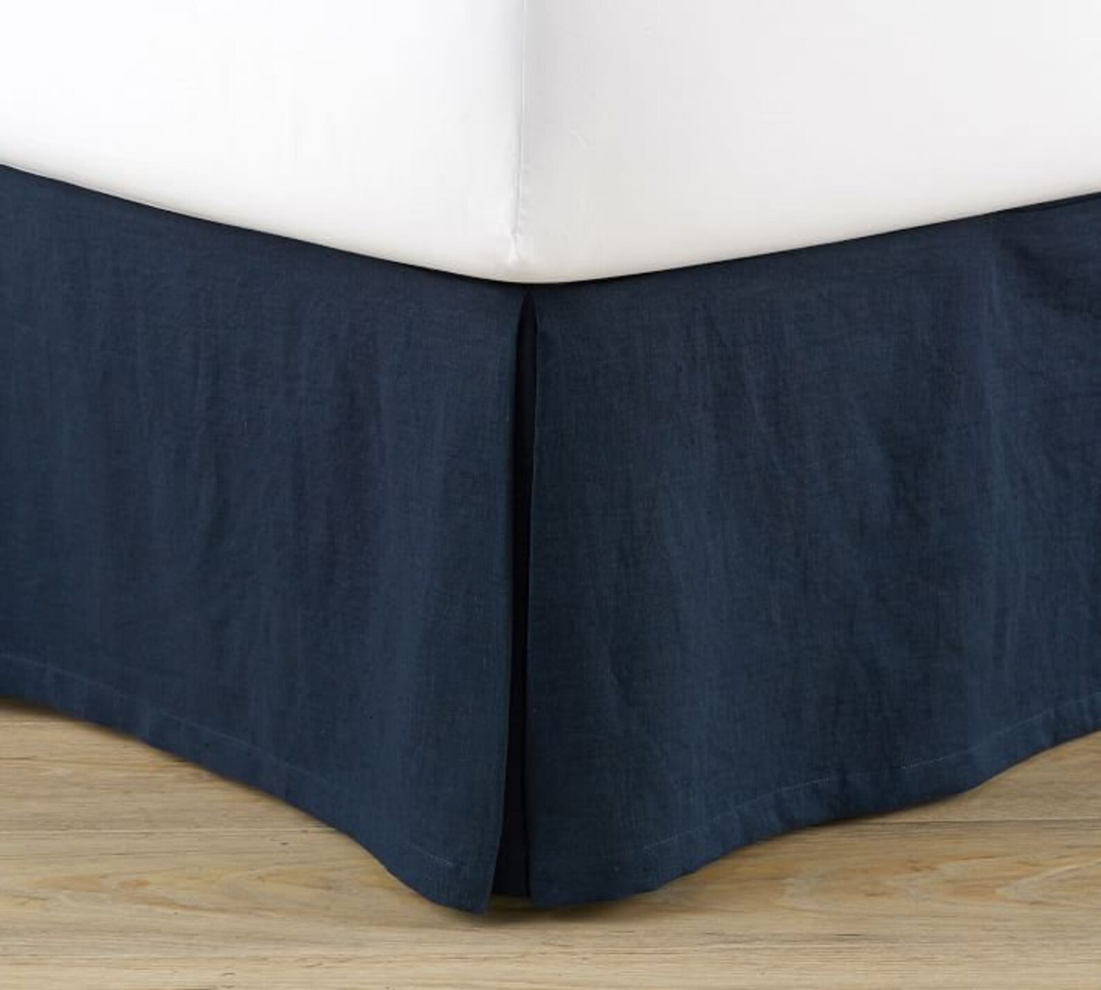 Navy Blue Pleated Bedskirt Heavy Cotton Bedskirt Tailored Etsy