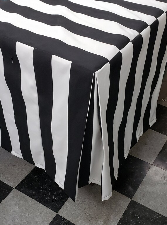 Black And White Stripe Tableskirt Console Table Filing Cabinet Slipcover Bedside Skirt
