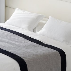 Custom made linen bed-runner, bed scarf, grey and black, all colors