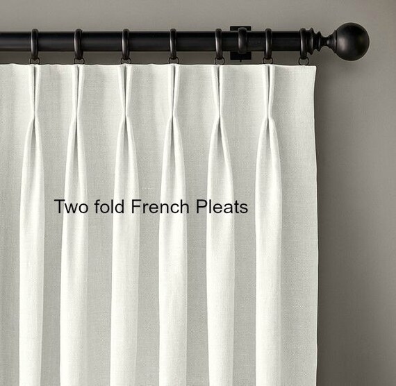 Pleated Linen Drapes Greek Key Drapes White Pleated Drapes Etsy