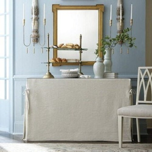 Heavy Linen Table Skirt Rectangular Console Table Skirt With - Etsy