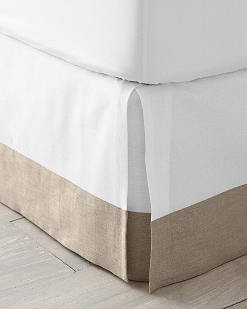 White Cotton Bedskirt Queen Size Tailored Box Pleats 19 Etsy