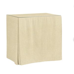 COM customers own material for pleated rectangular table-skirt, side table cover, console table seamstress for hire, custom projects