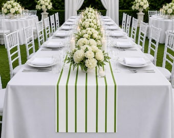 Wholesale lot of 12 pencil stripe fabric wedding party tablerunners, decorations,
