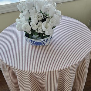 6 colors Ticking stripe tablecloth with welting at hem table cloth, table linen, round table cover