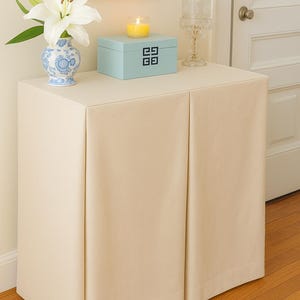16 colors Rectangular COTTON tableskirt, table skirt, filing cabinet cover, custom sizes cotton canvas, white grey black natural, royal blue