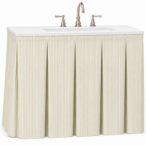 Velcro band, pleated table skirt, table covering  ticking stripe sink skirt, vanity skirt