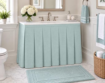 Pleated sink skirt vanity skirt, velcro trade show table cover tableskirt