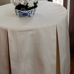 Natural color COTTON CANVAS Round tableskirt  decorator table skirt, pleated tablecloth