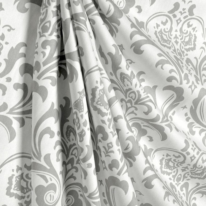 grey and white window curtains Pair Grey and white traditions damask curtain panels drapes