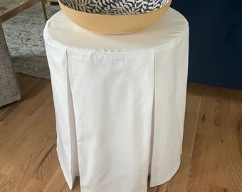 White tableskirt Round  cotton Pleated table-skirt, skirted table