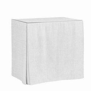 Rectangular ivory linen-cotton blend tableskirt custom sizes pleated skirted table