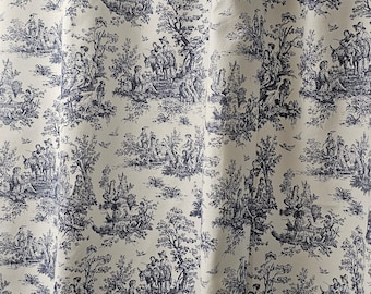 6 colors Toile shower curtain,   72&quot;, 84&quot;, 90&quot;, 96&quot;, 108&quot; weathered blue, sage, navy, black and white, navy, bella true white background