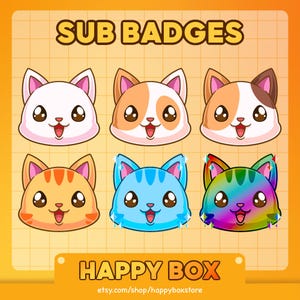 Sub Badges Pack Cute Cat| Twitch Sub Badges| Custom Sub Badges | Twitch Emotes | Discord | Sub Badges | Cat Sub Badges
