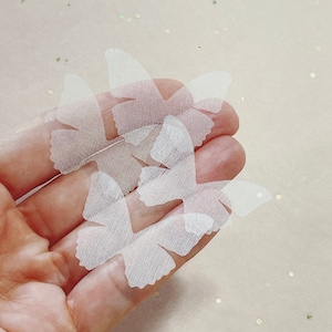 WHITE NATURAL silk organza butterflies for veils - wedding veil with butterfly - butterfly cathedral veil - uniqdots - fabric butterflies