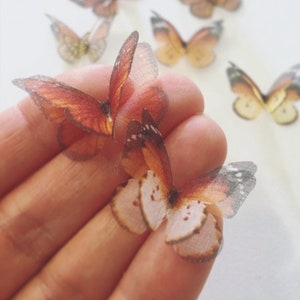 3D MINIATURE MONARCH realistic Silk monarch wings - Pure Silk monarch butterfly - double sided organza fabric butterfly - monarch butterfy