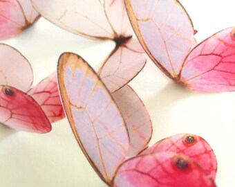 BLUSH PINK vellum BUTTERFLIES - white blush butterfly wings - pink butterfly wings - wall art - butterfly embellishment - blush fairy wings