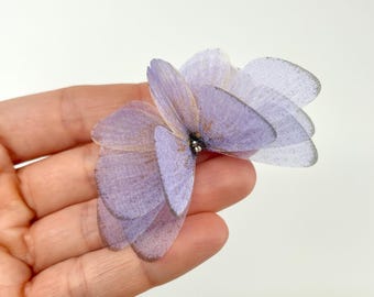 Seide Schmetterling - Reine Seide 3D Stoffapplikation - Lila Schmetterling Wandkunst - Dekorativer Wandakzent