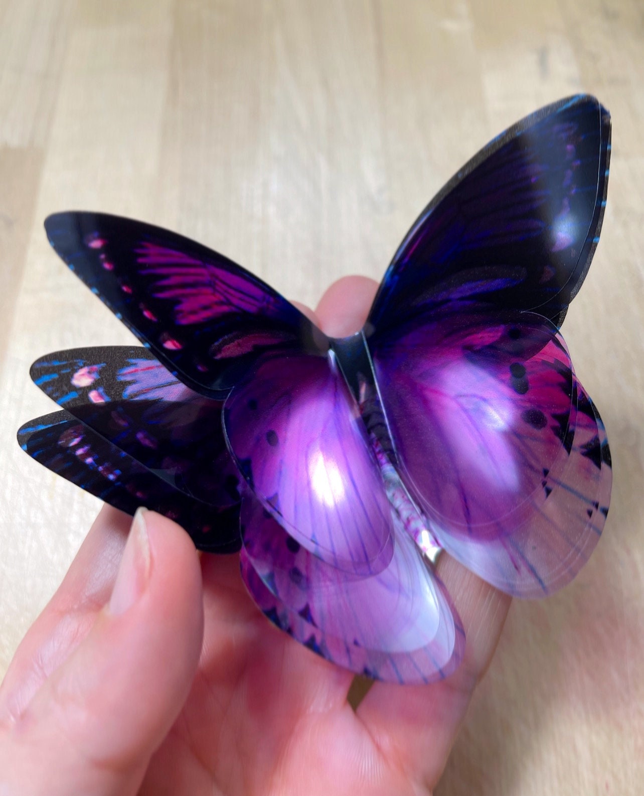 Dark Purple Butterfly Accents - & Pink Plastic Butterflies 3D Colorful Decorations Vintage Accessories