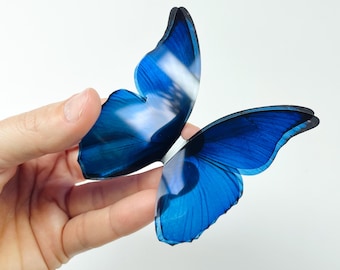 Blue rainbow decorative butterflies - 3D Plastic butterflies - Ombre blue butterfly collection - Something blue - Butterfly wall decor