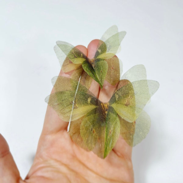 Papillon en soie vert sauge - papillon vert en organza de soie 3D - papillon vert clair - coffret cadeau de demoiselle d'honneur - épingles à cheveux de mariée -