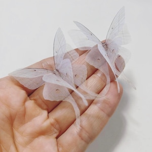 Silk MOON BUTTERFLY white natural silk organza butterflies - BRIDAL hair pins - bridal accessories - bridesmaid bobby pins - uniqdots