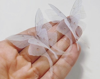Silk MOON BUTTERFLY white natural silk organza butterflies - BRIDAL hair pins - bridal accessories - bridesmaid bobby pins - uniqdots