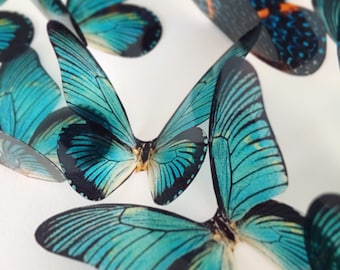 Teal decorative butterfly for bridal bouquet - turquoise - blue-green butterfly - teal butterflies accents