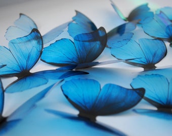 Blue rainbow decorative butterflies . 3D Plastic butterflies . Ombre blue butterfly . Blue butterfly . Something blue . Butterfly wall decor