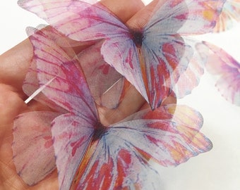 LARGE SILK Unicorn wings - Small Silk Lavender butterflies - 3D fabric butterfly applique - purple butterfly - wall art butterfly decoration