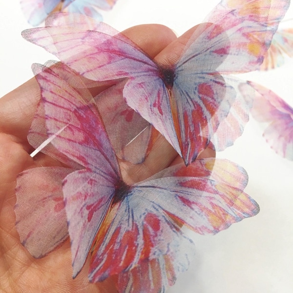 LARGE SILK Unicorn wings - Small Silk Lavender butterflies - 3D fabric butterfly applique - purple butterfly - wall art butterfly decoration